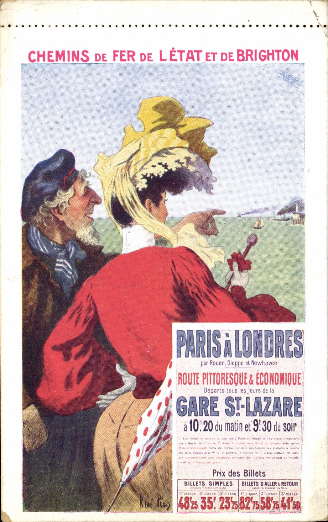 CPA Chemins de fer de l'etat et de Brighton Paris Londres Gare St Lazare