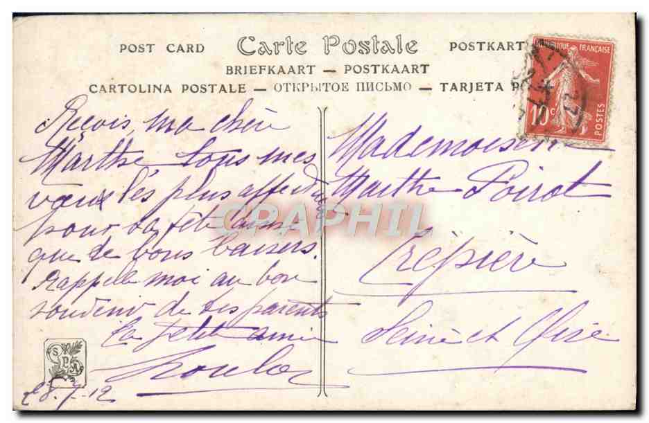 CPA Salon 1912 Mme Yo Laur Chiens et chat  — Verso