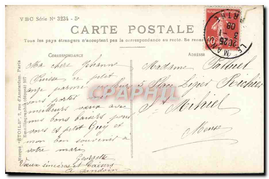 CPA Fantaisie Enfant Fleurs — Rückseite