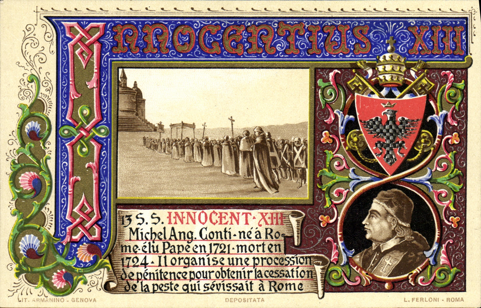 Innocentius XIII — Michel Ang. Conti — élu Pape en 1721 — L. Ferloni - Roma