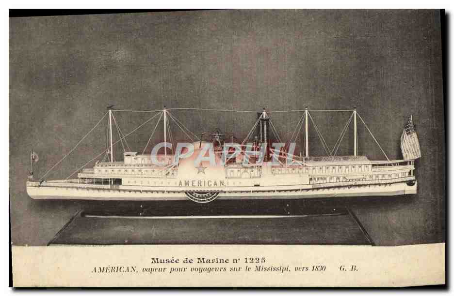 CPA Musee de marine American vapeur pour voyageurs sur le Mississipi vers 1830