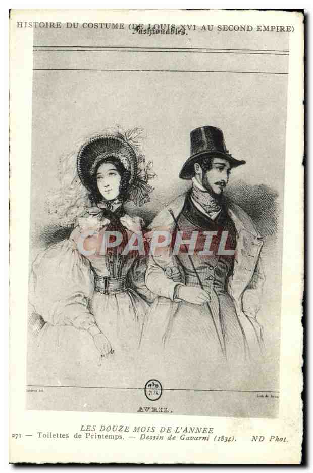 CPA Costume Les douze mois de l'annee Toilettes de printemps Gavarni 1834