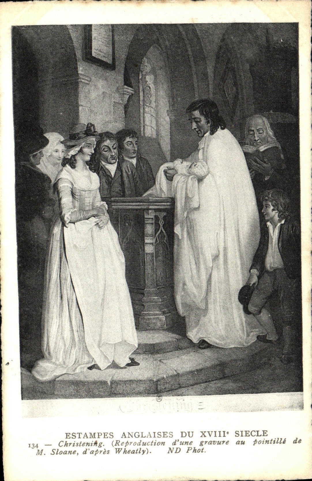 CPA Estampes anglaises 18eme Sloane Wheatly Bapteme