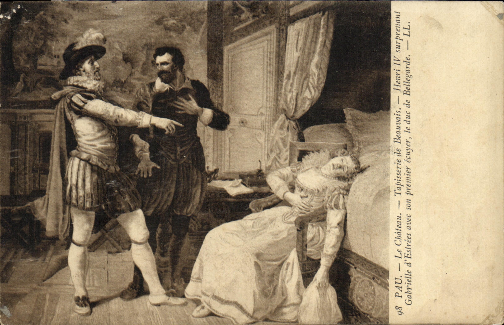 CPA Pau Le chateau Tapisserie de Beauvais Henri IV surprenant Gabrielle d'Estrees avec son premier ecuyer Bellegarde