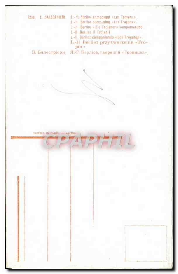 CPA Balestrieri Berlioz composant les Troyens — Verso