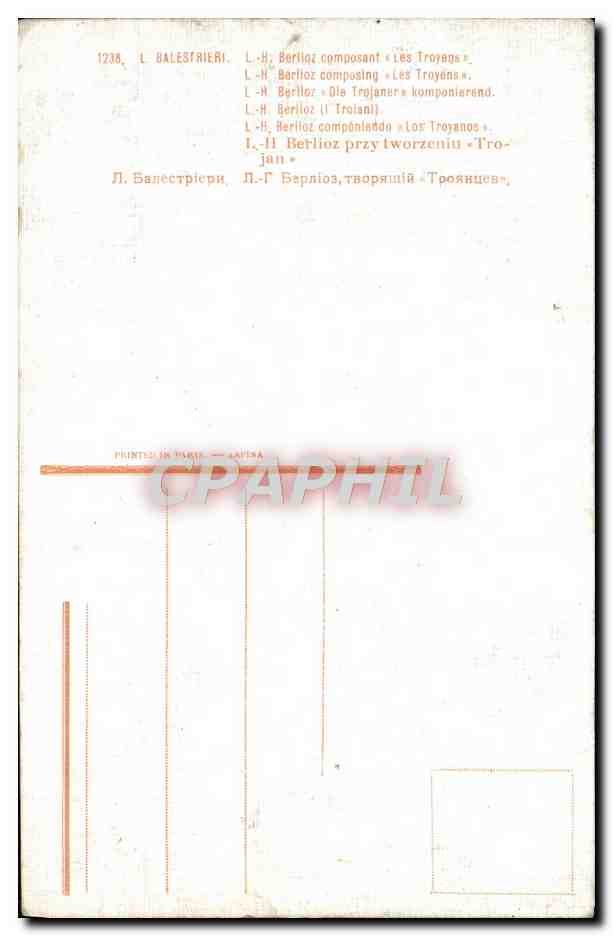CPA Balestrieri Berlioz composant les Troyens — Rückseite
