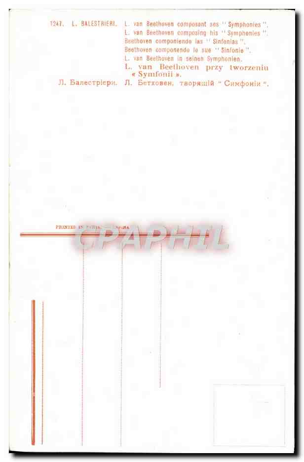 CPA Balestrieri Beethoven composant les Symphonies — Verso