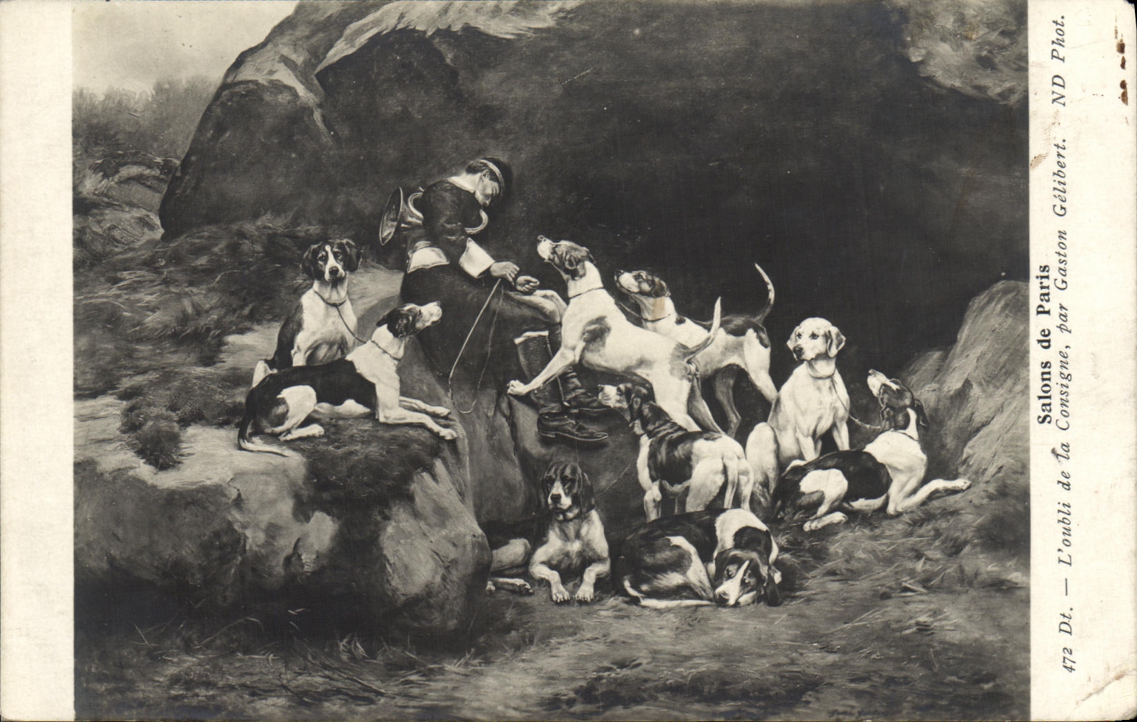 CPA Salon de Paris L'oubli de la consigne Gaston Gelibert Chiens Chasse