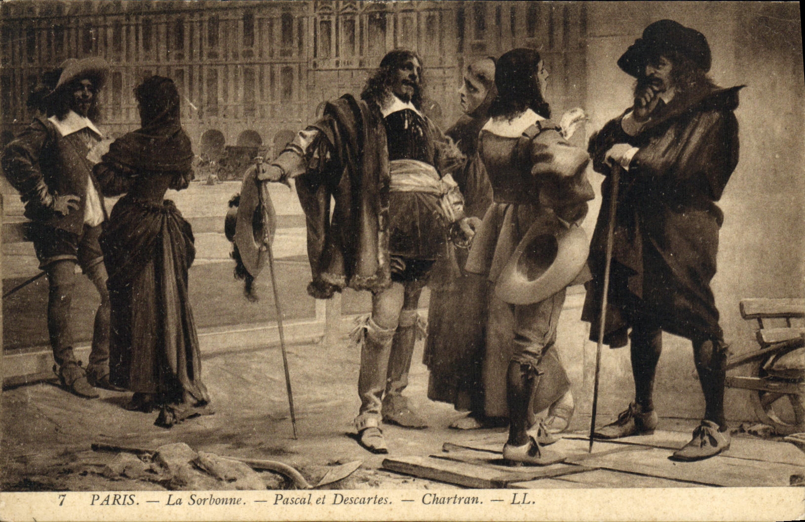 Paris — La Sorbonne — Pascal et Descartes — Chartran — LL.