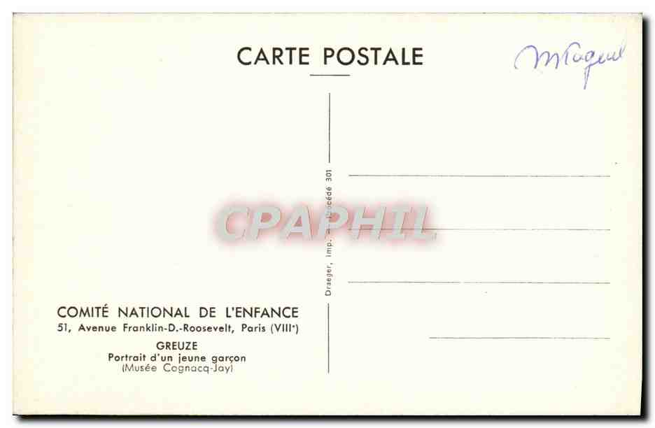 CPM Greuze Portrait d'un jeune garcon  — Verso