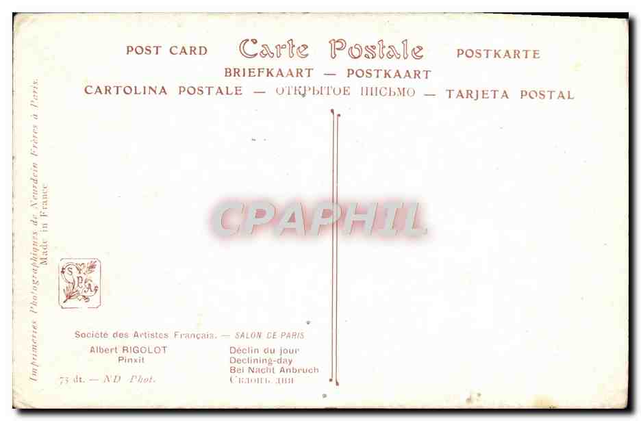 CPA Rigolot Declin du jour  — Verso