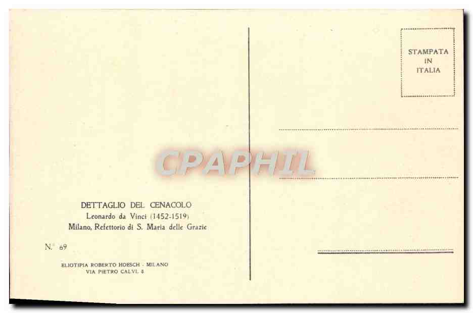 La Dernière Cène — détail — Édition de l'Éliotipia Roberto Hoesch, Milan — Reverso