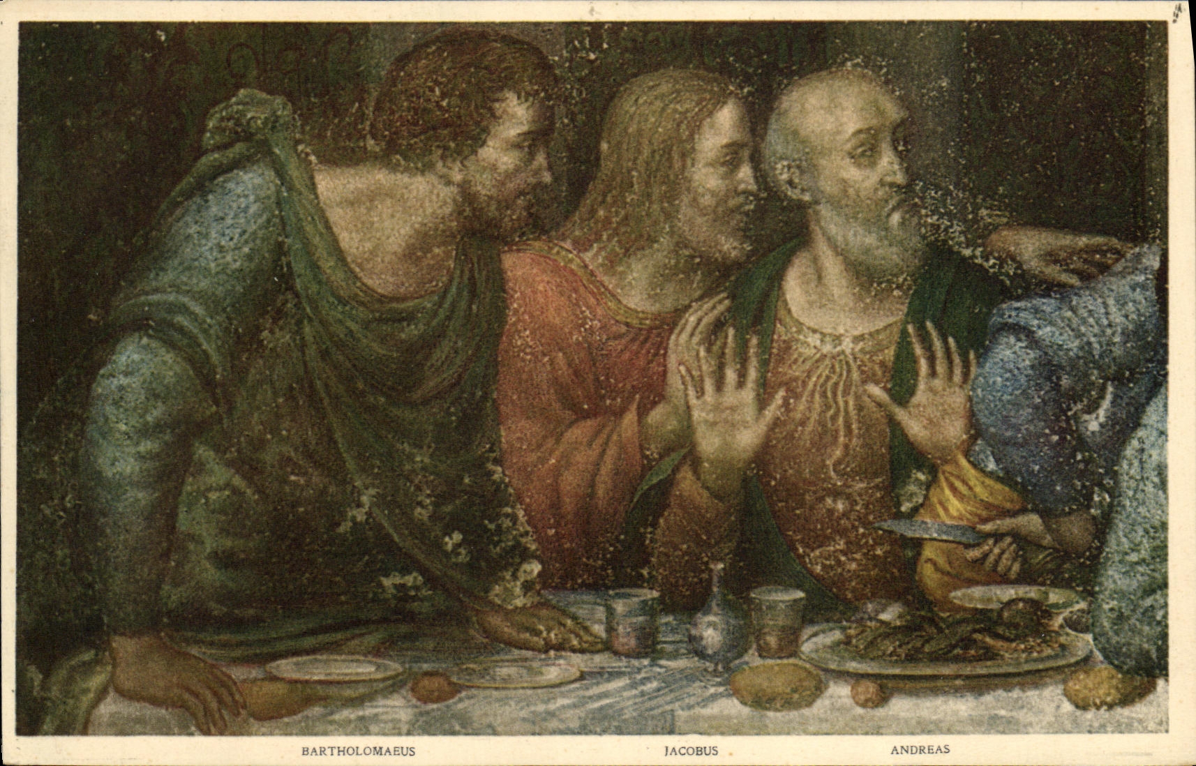 Dernier repas de Jésus — détail du refectoire de Milan — Éditeur Roberto Hoesch, n° 68