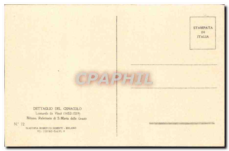 CPA Leonard de Vinci La cene  — Verso