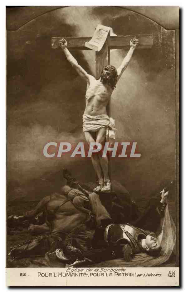 CPA Eglise de la Sorbonne Pour l'humanite pour la Patrie Weerts Christ