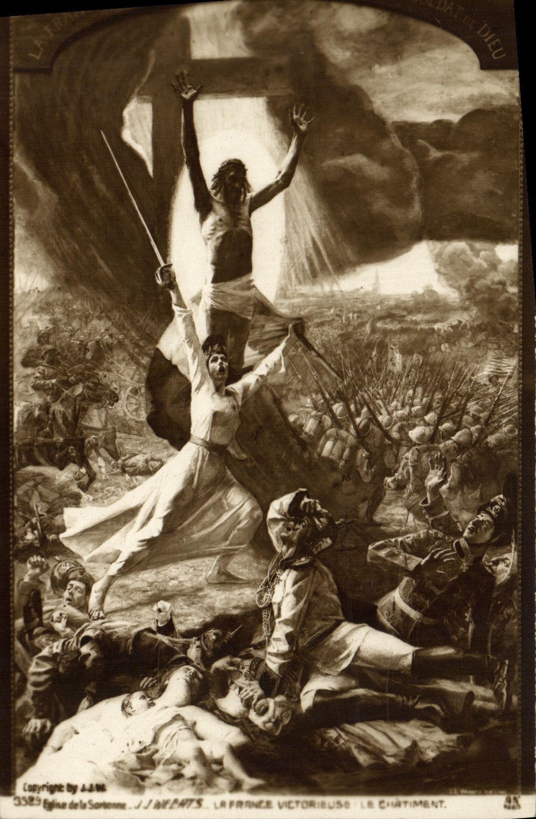CPA Weerts La France victorieuse Le chatiment Christ