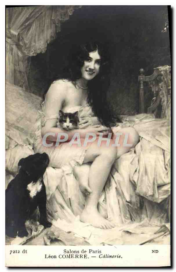 CPA Salons de Paris Leon Comerre Calinerie Chat Chien