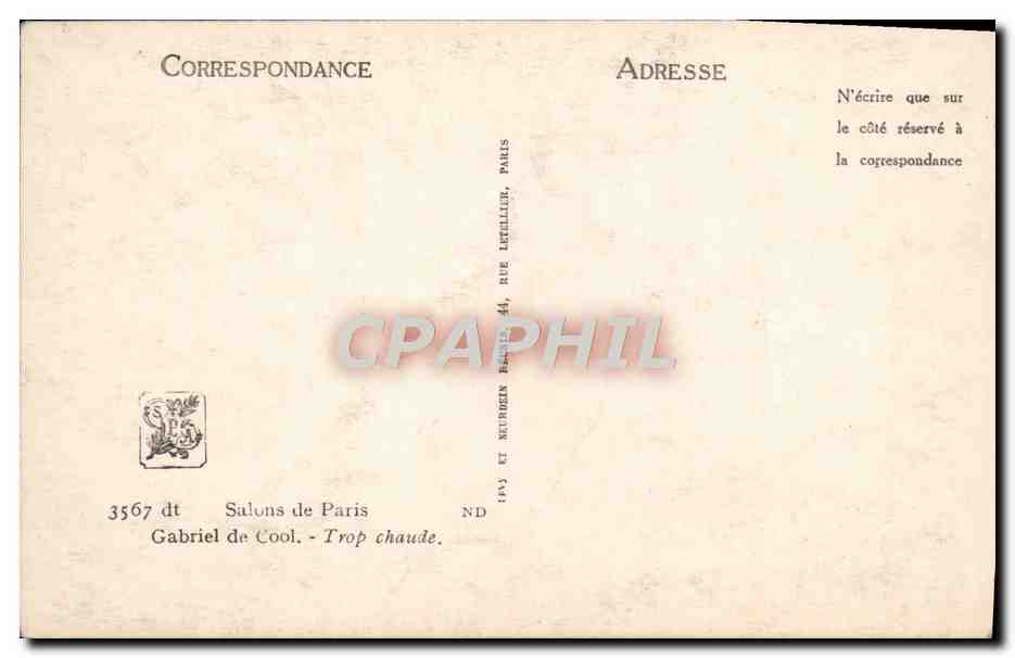CPA Fantaisie Salons de Paris Gabriel de Cool Trop chaude Enfant — Verso