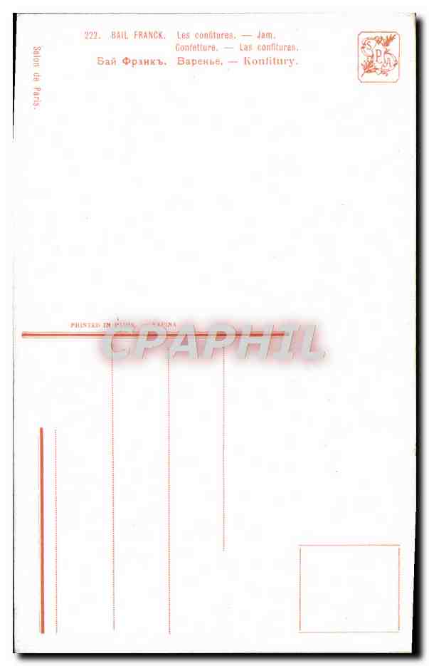 CPA Fantaisie Bail Franck Les confitures  — Verso