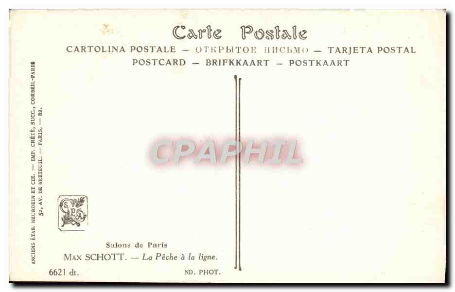 CPA Fantaisie Max Schott La peche a la ligne — Verso
