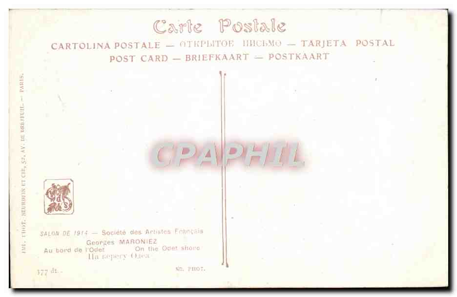 CPA Fantaisie Salon 1914 Geroges Maroniez Au bord de l'Odet — Verso