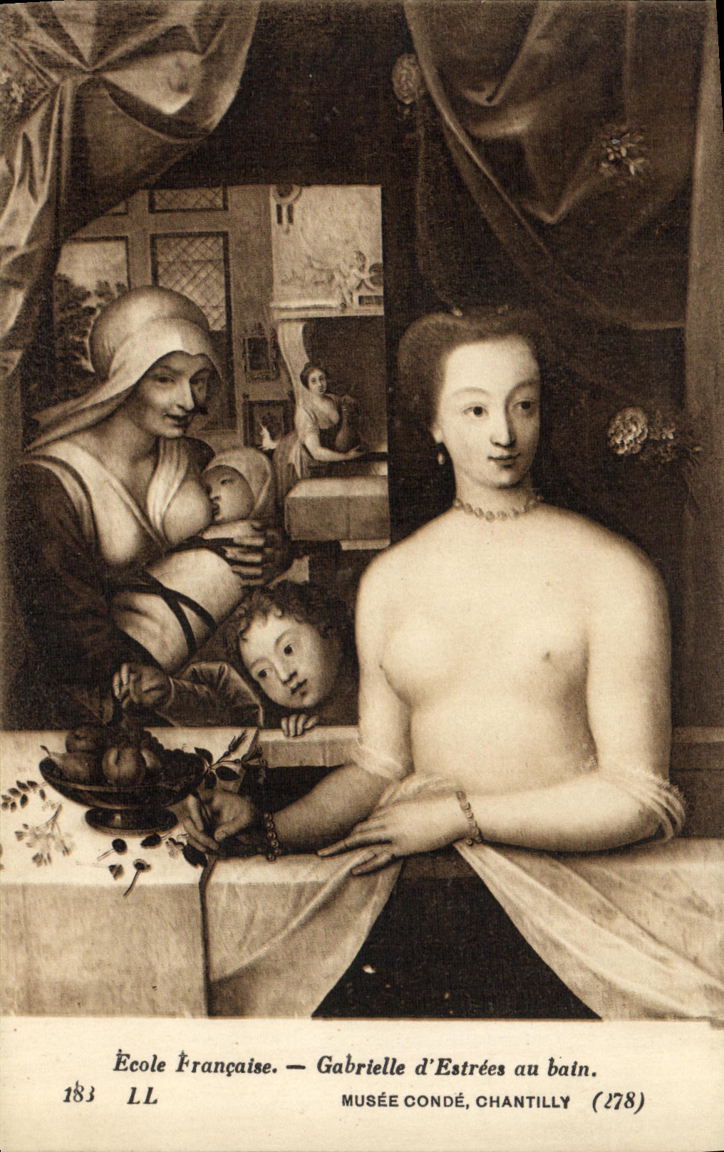 CPA Fantaisie Gabrielle d'Estrees au bain Musee Conde Chantilly