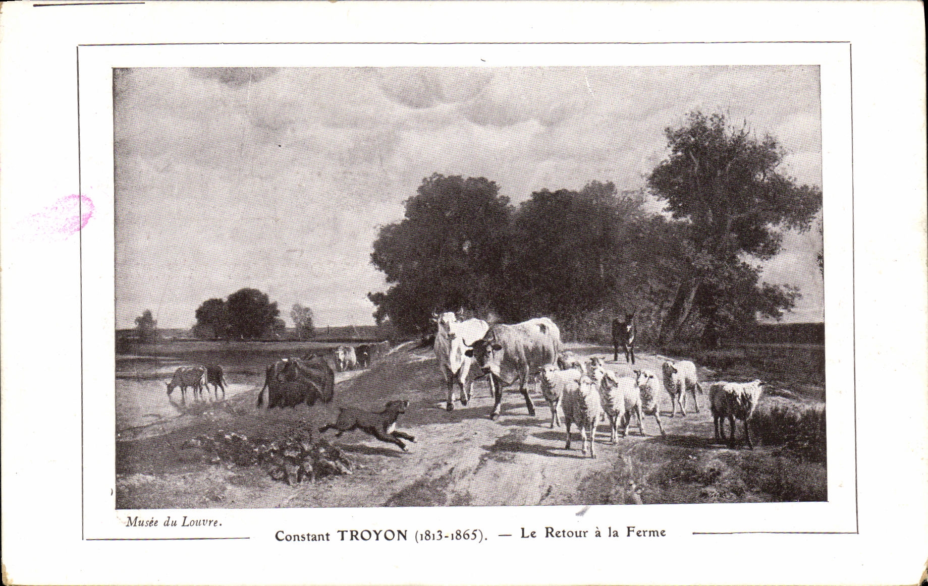 Antike Ansichtskarte Fantaisie Constant Troyon Der Rückkehr zur Farm Kühe