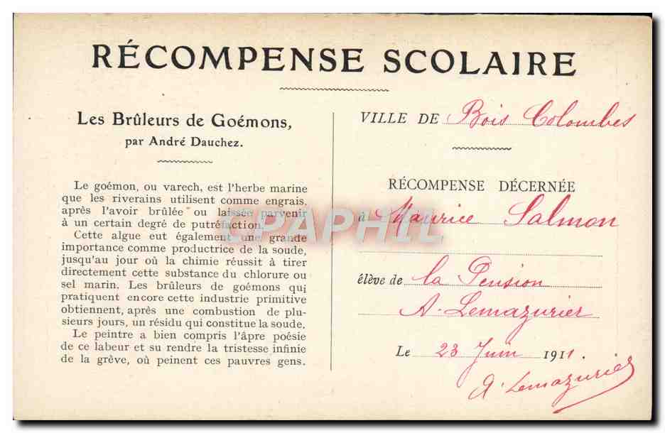 CPA Fantaisie Andre Dauchez Les bruleurs de Goemons  — Verso
