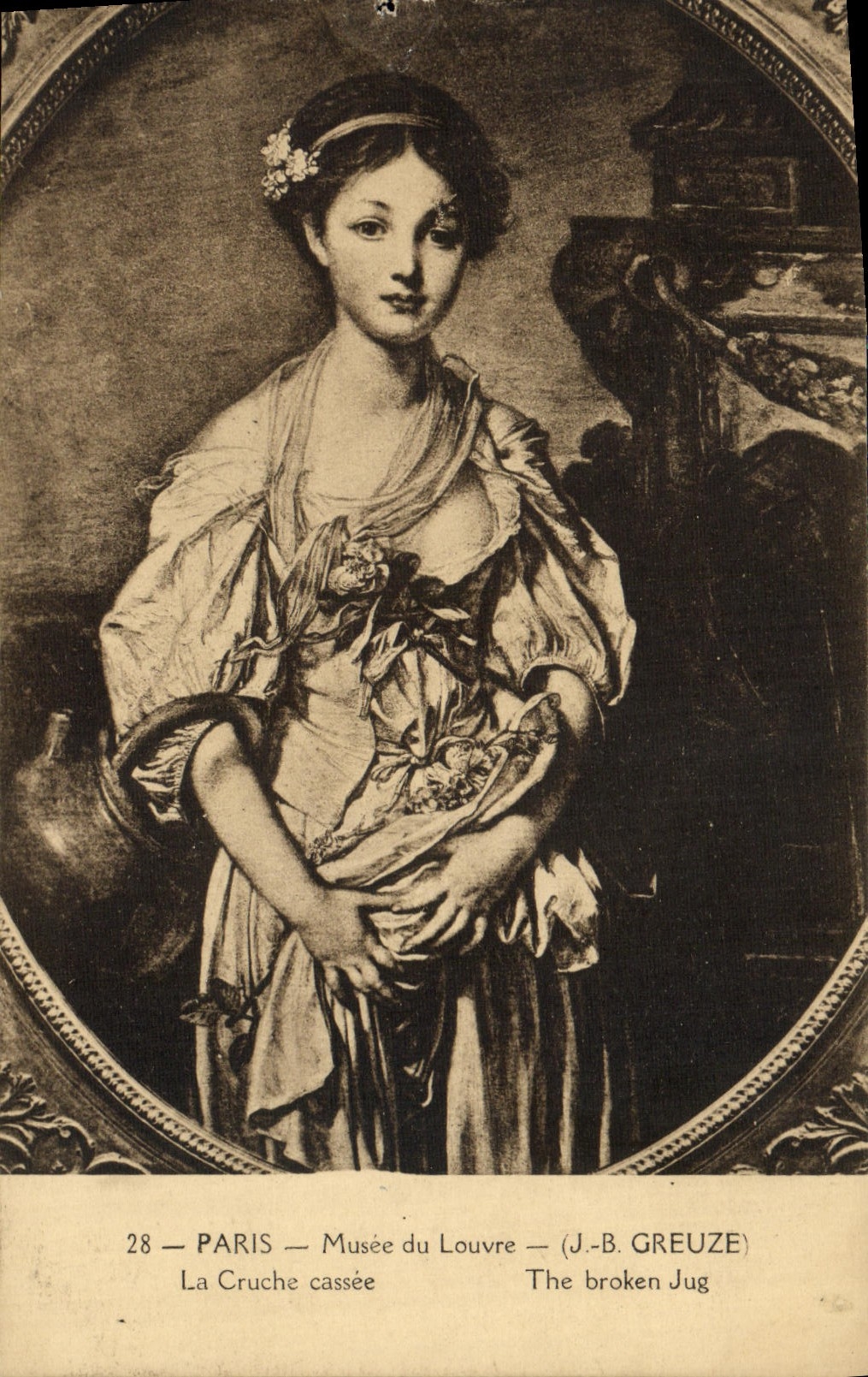 CPA Fantaisie Paris Musee de Louvre Greuze la cruche cassee