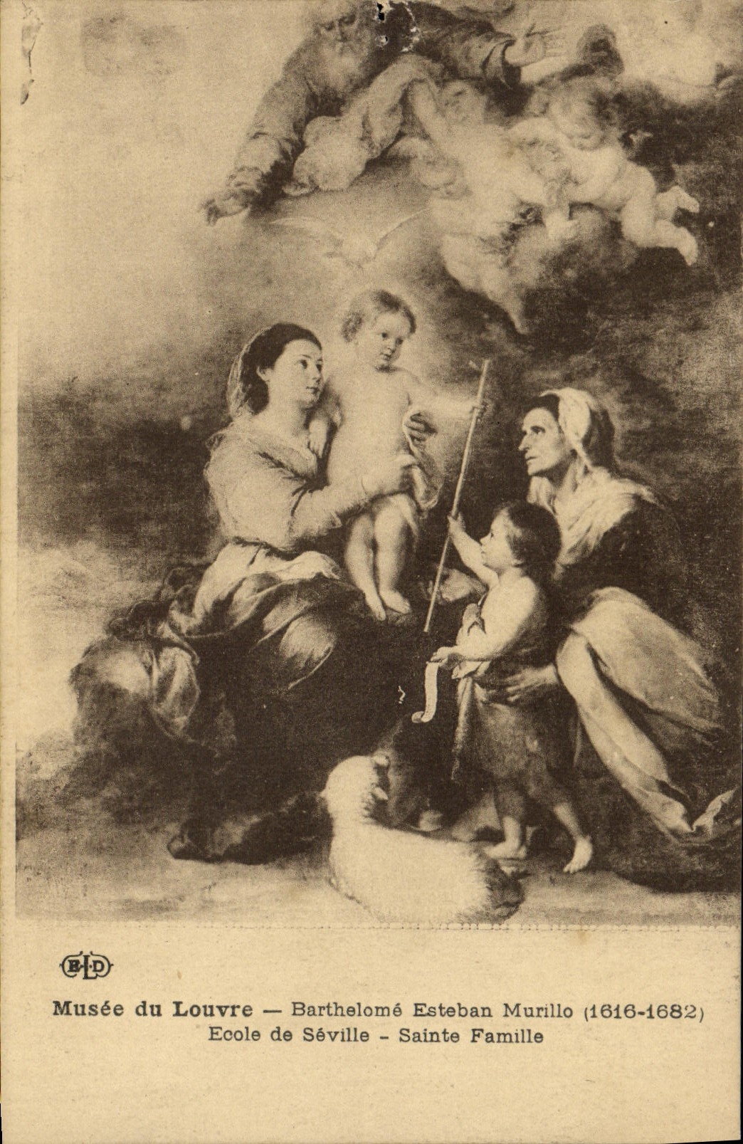 CPA Fantaisie Musee du Louvre Paris Barthelome Esteban Murillo sainte Famille