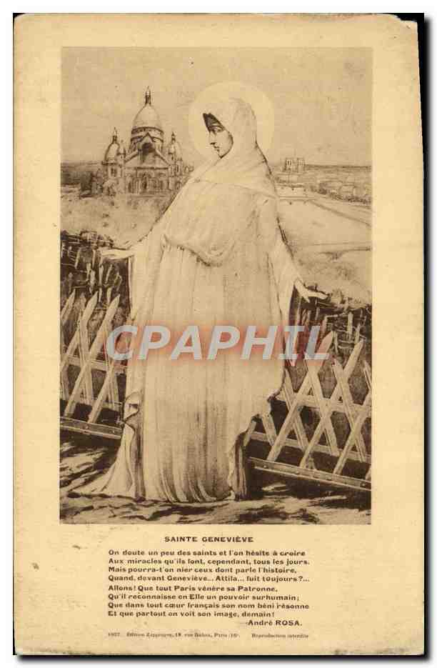 Sainte Geneviève — avec la basilique du Sacré-Cœur en arrière-plan — Édition Lapoigne, Paris
