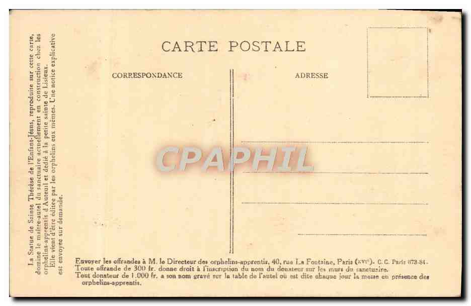 CPA Fantaisie Sainte Therese de l'enfant Jesus  — Verso