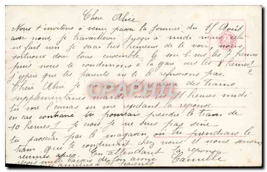 Jeune femme en robe blanche — avec bouquet de roses — éditée par la République Française, n° 10 — Verso