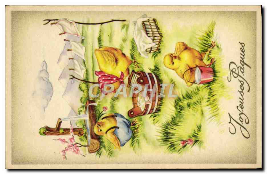 CPA Fantaisie Poussins Paques
