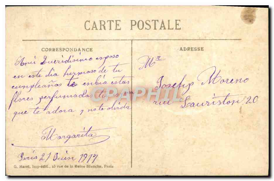 CPA Fantaisie Fleurs  — Rückseite