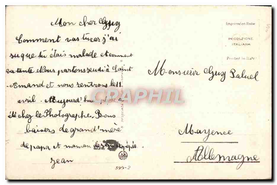 CPA Fantaisie Enfant — Rückseite