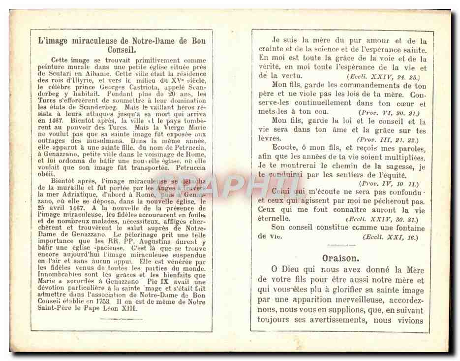 Image Notre Dame de Bon Conseil  — Verso