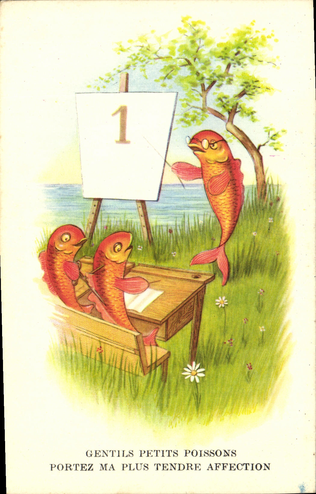 CPA Fantaisie Poissons 1er Avril