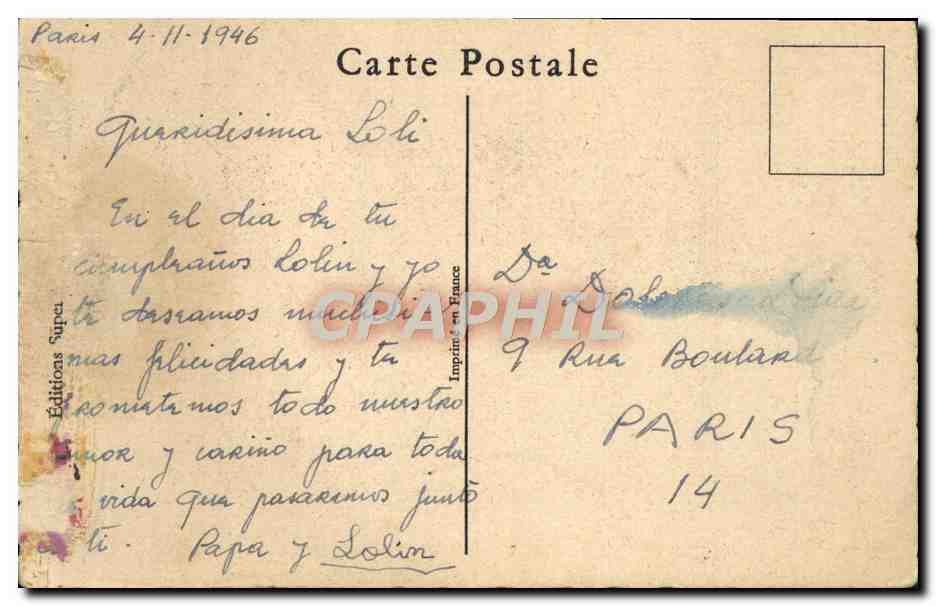 CPA Fantaisie Fleurs Rose — Rückseite