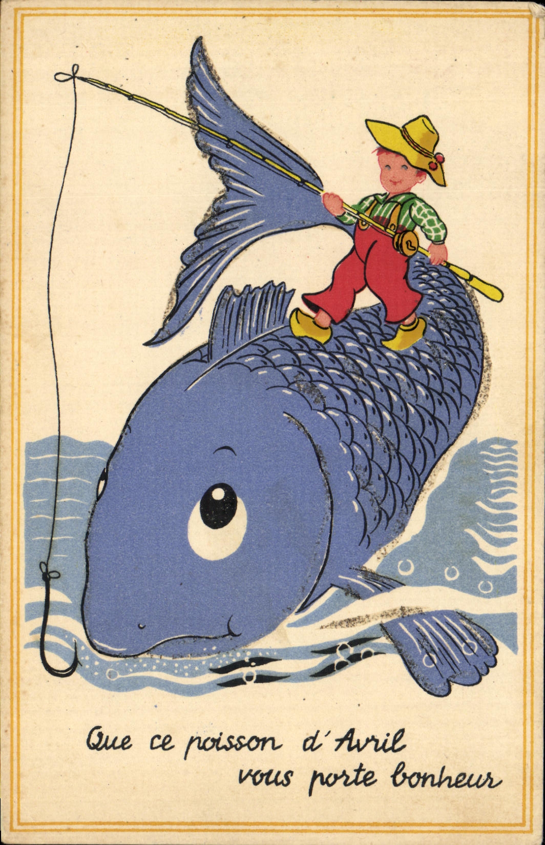 CPA Fantaisie Enfant Poisson Pecheur Peche 