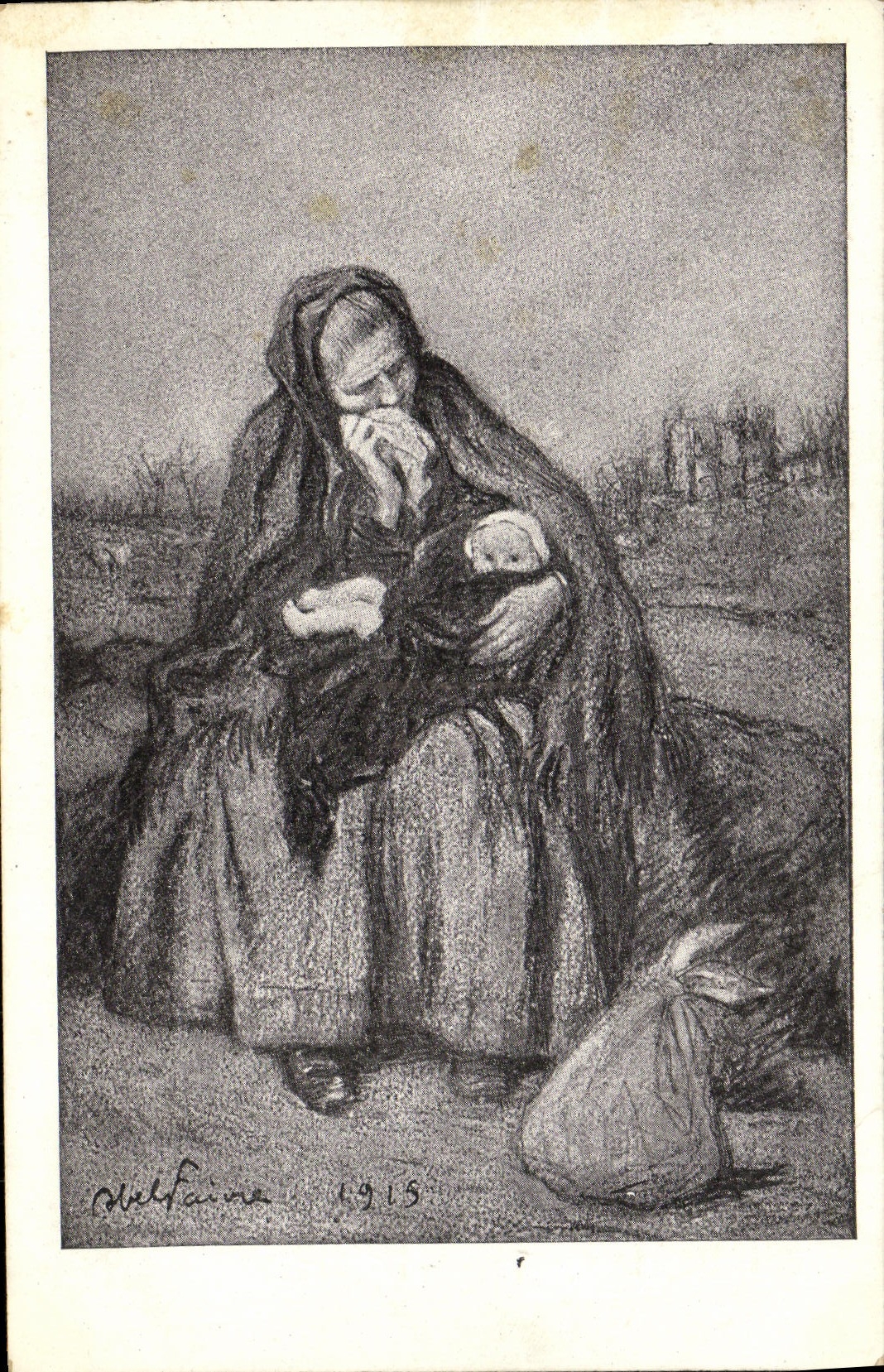 Femme tenant un enfant — 1915 — Melfaine
