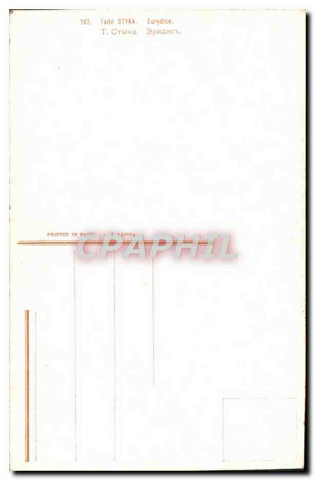 CPA Fantaisie Tade Styka Eurydice — Verso