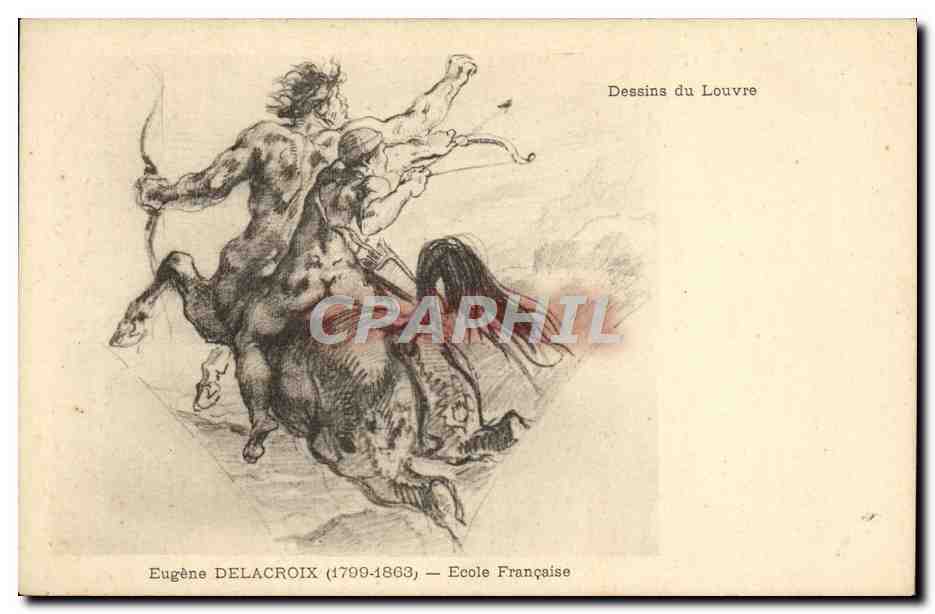 CPA Dessins du Louvre Eugene Delacroix 