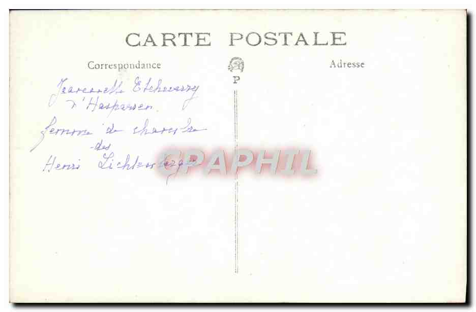 Correspondance — Jarcasselle Etcheverry d’Haskarsen — Henri Lichtscheegge — Verso