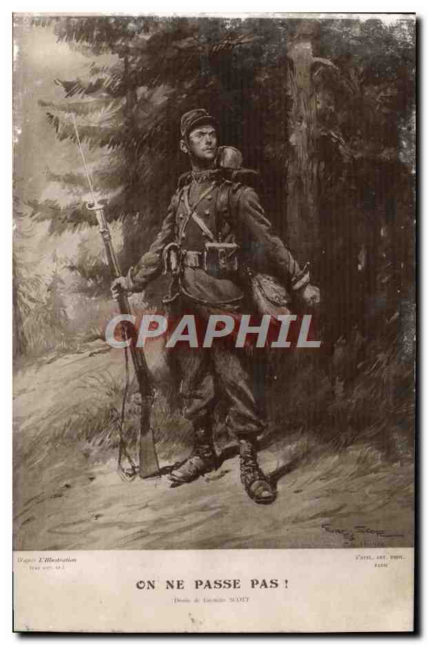 CPA Fantaisie On ne passe pas Georges Scott Militaria