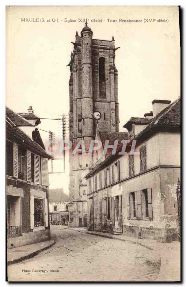 CPA Maule Eglise Tour Renaissance