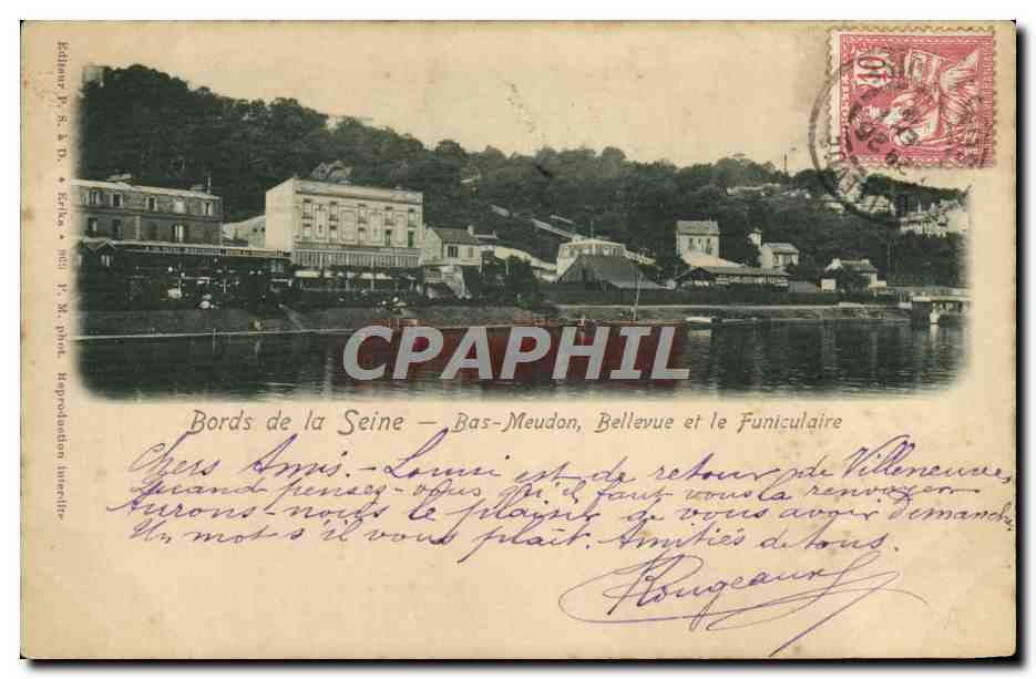 CPA Bords de la Seine Bas Meudon Bellevue et le Funiculaire 