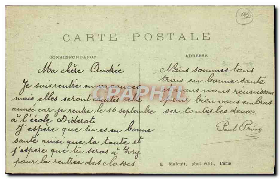 CPA Bois de Meudon La Fontaine Sainte Maire  — Rückseite