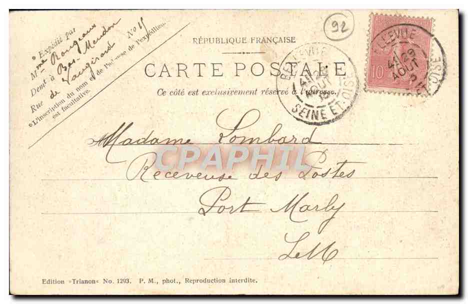 CPA Meudon Villa Moliere La table de Moliere dans le berceau du jardin  — Rückseite