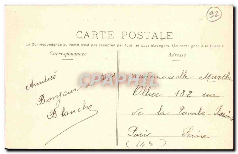 CPA Foret de Meudon Ancien chateau et tour de Villebon  — Rückseite